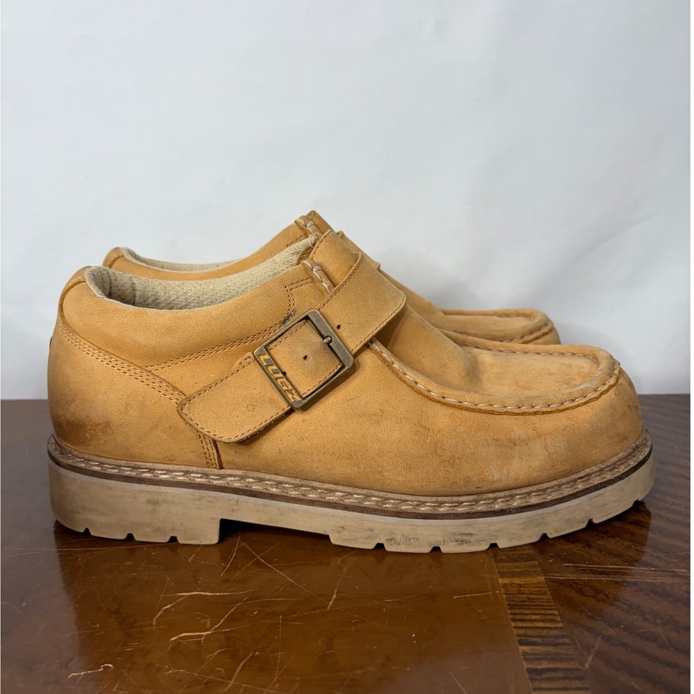 Lugz Strutt Lug Sole Chukka Boots Mens 10.5 Storm Wheat Leather Monk Strap Y2K